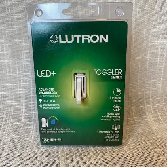 Lutron Electronics TGCL-153PH-WH Single-Pole 3-Way CFL LED Toggle Dimmer White - Picture 1 of 2